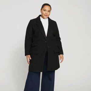 Universal Standard Harlow Classic Wool Coat - Black - M (18-20)